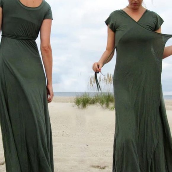 FLIP WRAP SIMPLICITY LONG DRESS- natural size medium - Picture 3 of 4